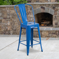 Flash Furniture CH-31320-24GB-BL-GG Metal Bar Stool in Blue